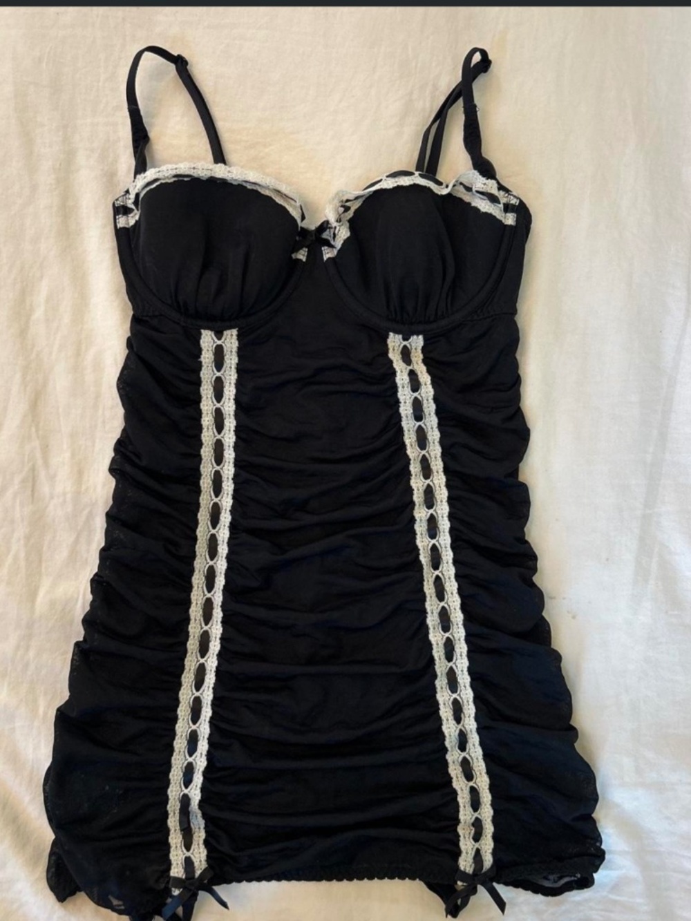 Vintage victoria secret Black lace babydoll corset top